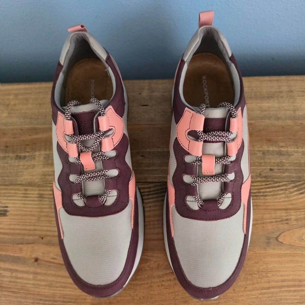 Rockport‎ Works Womens Composite Toe Work Sneakers Burgundy Pink Grey 12